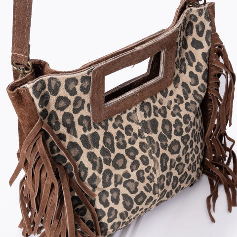 Bolso de Piel para Mujer Animal Print Flecos