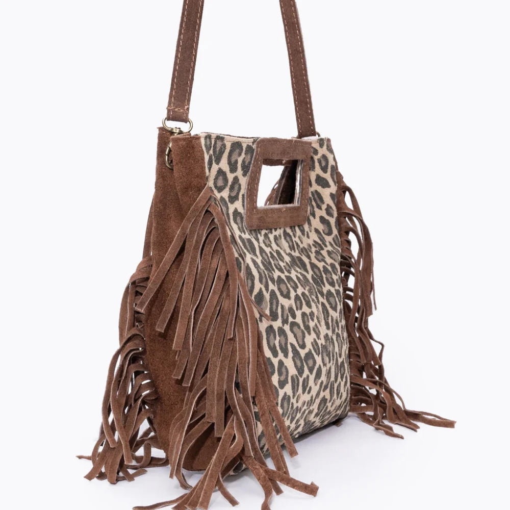 Bolso de Piel para Mujer Animal Print Flecos