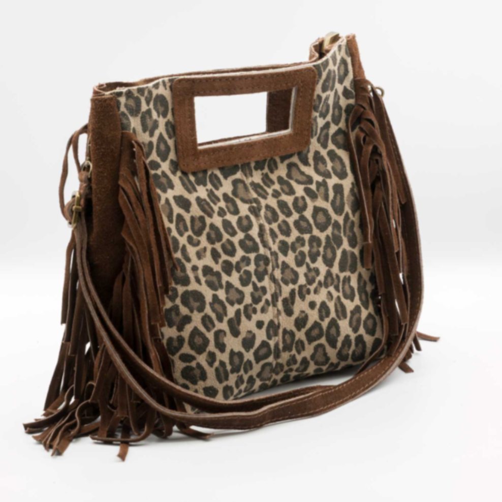 Bolso de Piel para Mujer Animal Print Flecos