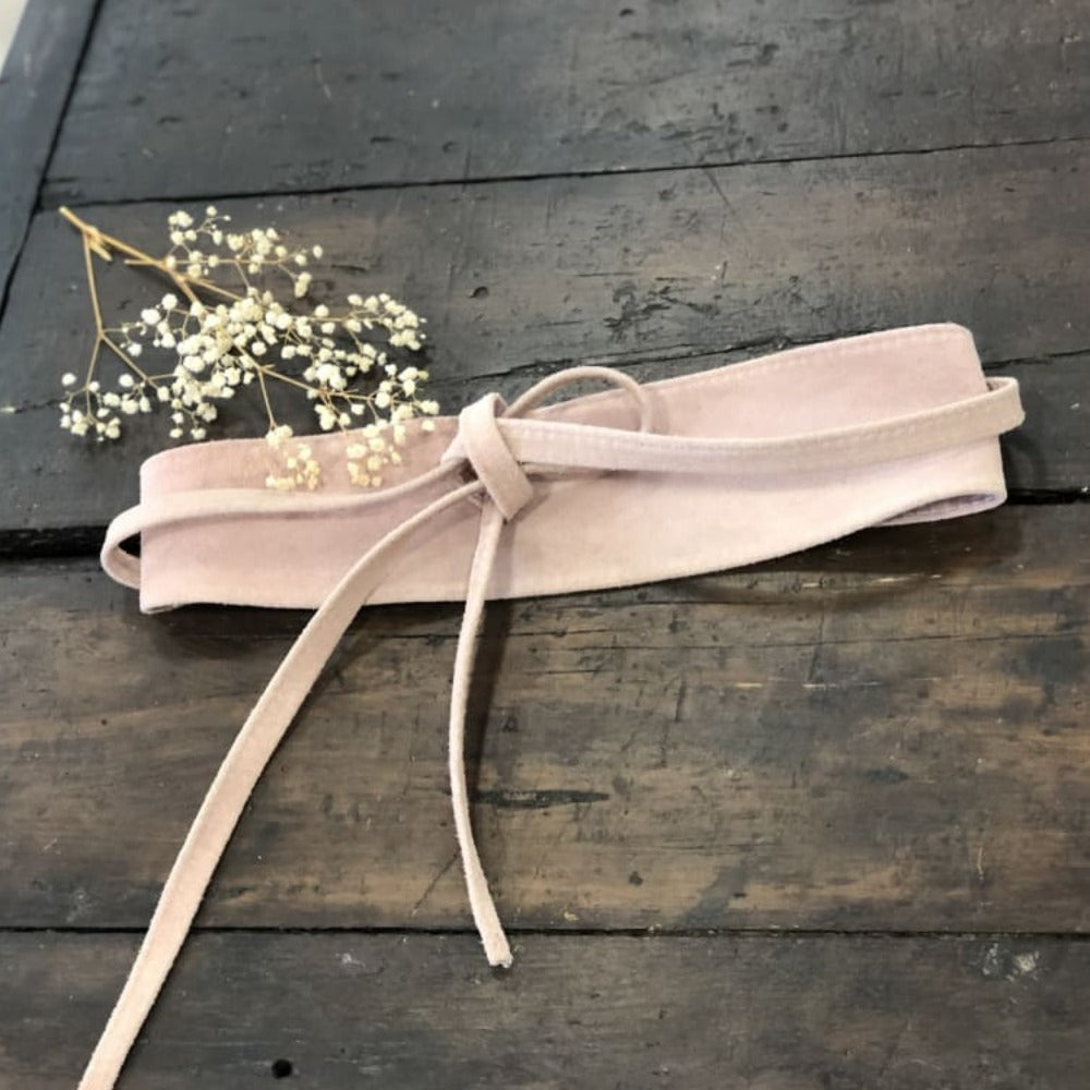 CINTURÓN FAJIN EN PIEL SERRAJE - ROSA PALO - Accesorios